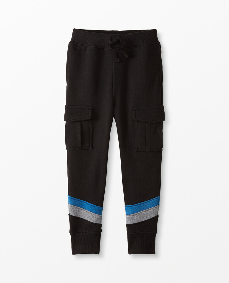 Slim Cargo Sweatpants In French Terry in Black - main