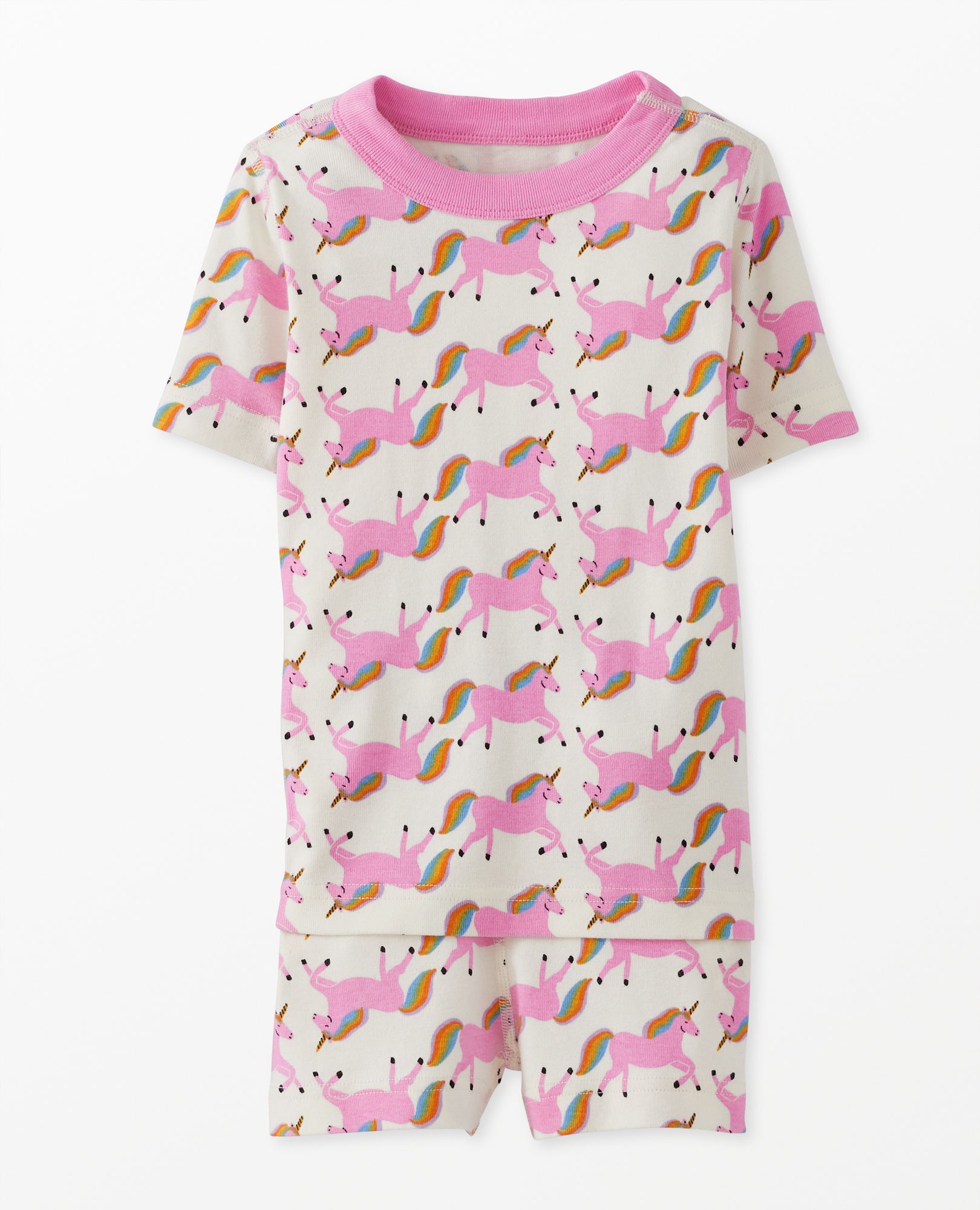 Pink Unicorn Kids Shorts John Pajama Set in 100 Cotton Big Kids Size 10 by Hanna Andersson