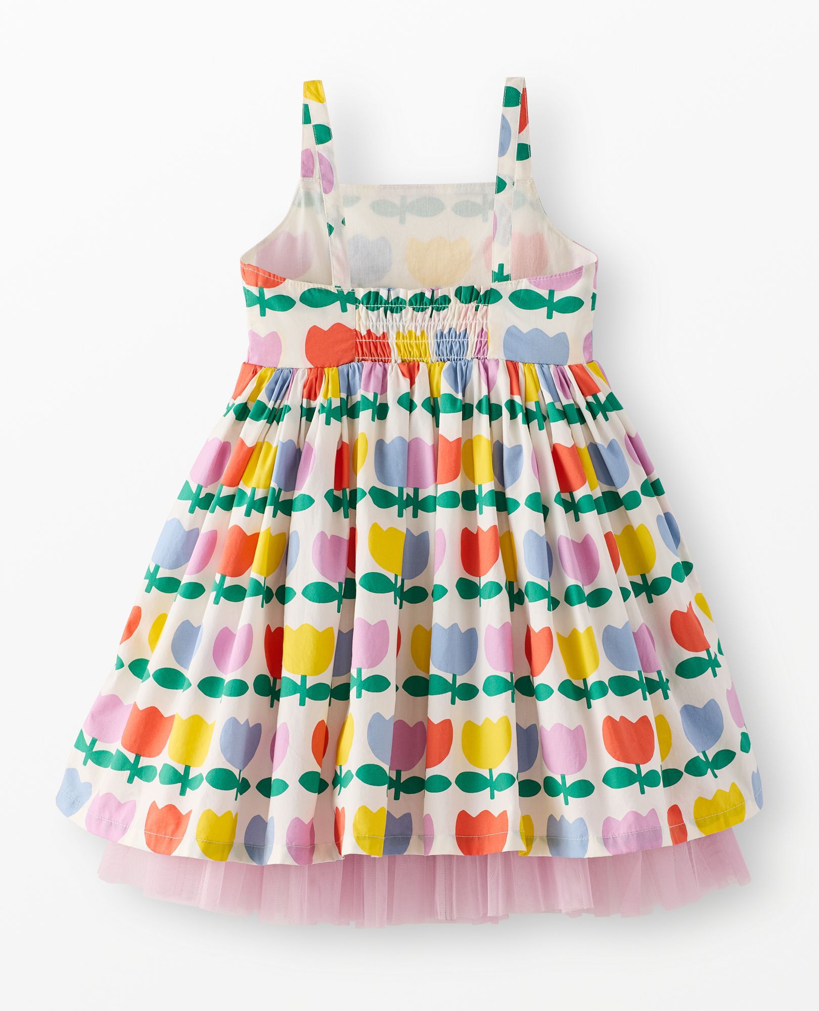 Sleeveless Poplin Dress in Rainbow Tulips - main