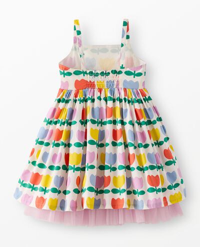Sleeveless Poplin Dress in Rainbow Tulips - main