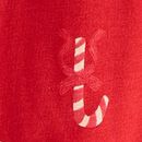 Baby Holiday Long Sleeve Pocket Dress & Leggings Set in Cheerful Candy Canes on Red - swatch