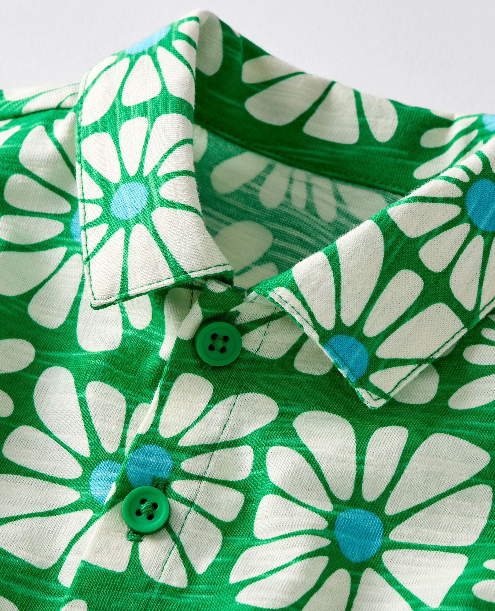 Baby Button Up Shirt & Shorts Set in Funky Floral on Island Green - main