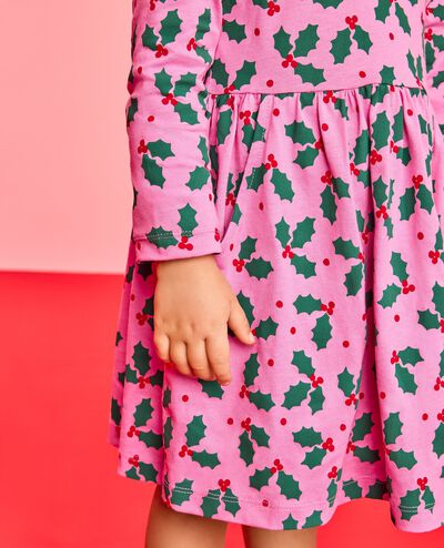 Long Sleeve Everywhere Dress with Pockets in Holly Jolly on Fuchsia Pink - main