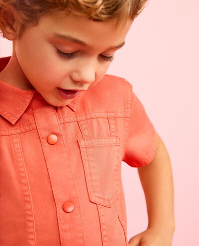 Twill Shirt Dress with Pockets in Sun Fire - main