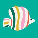 HannaJams™ Pajama Set in Rainbow Fish on Gumdrop Green - swatch