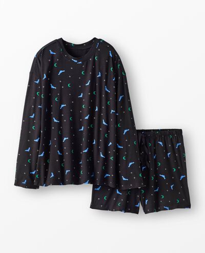 Women's Bracelet Sleeve HannaSoft™ Pajama Set in Blue Bats on Black - main