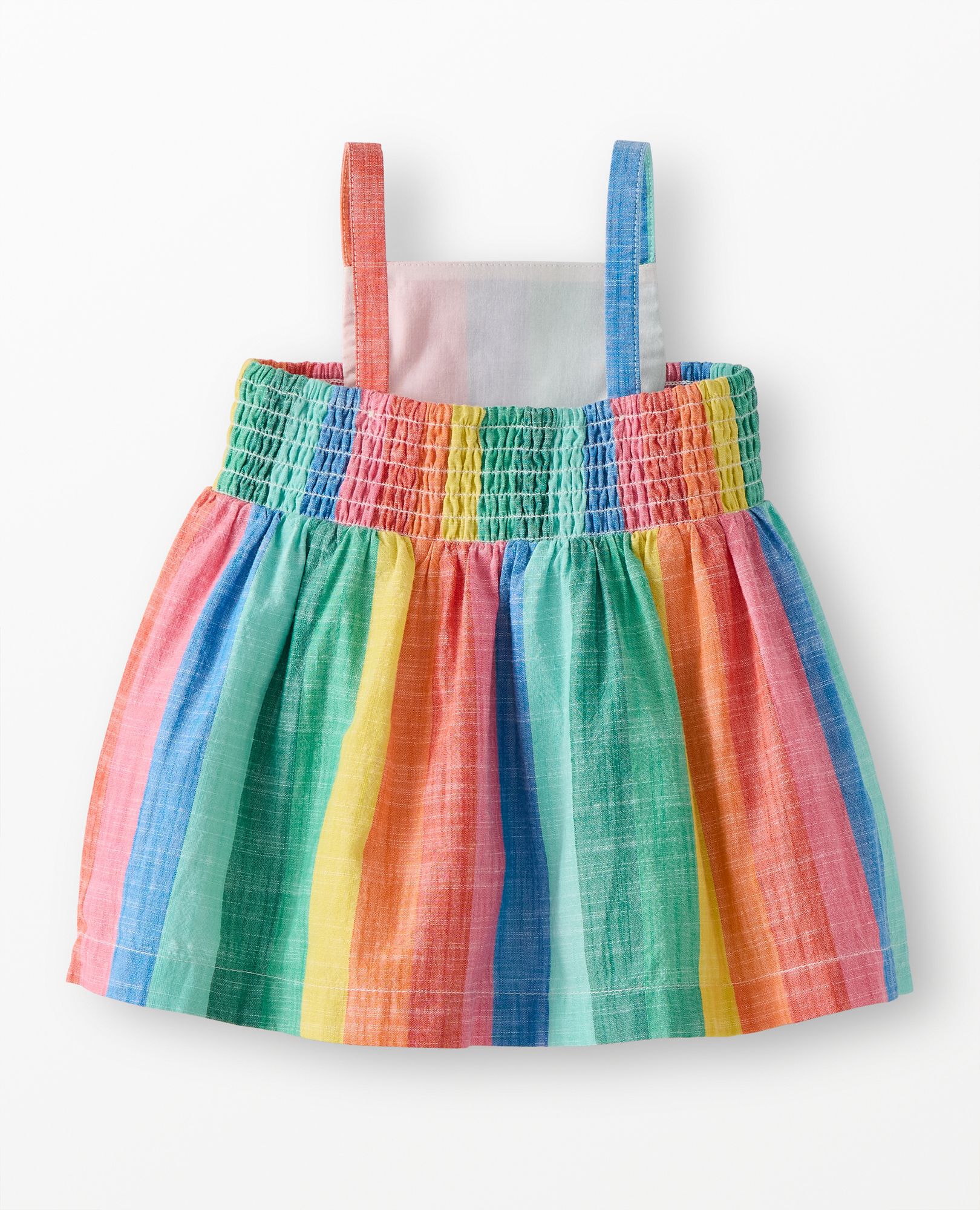 Baby Sleeveless Poplin Dress & Bloomers Set in Bright Rainbow Stripe - main