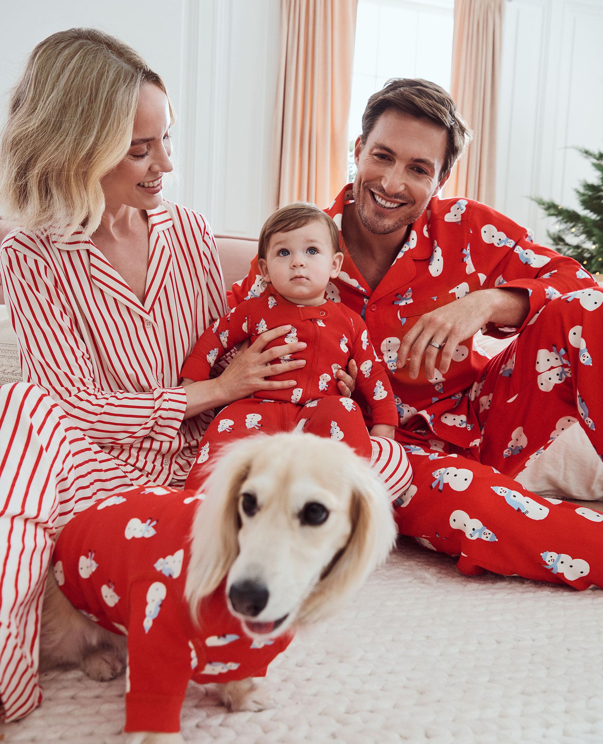 Adult Holiday Flannel Pajama Pants in Snowmen on Red - main