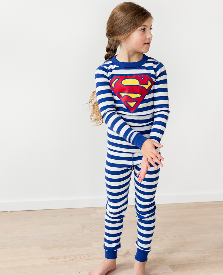 DC Superman Basic Long John Pajamas in Deep Blue Sea - main
