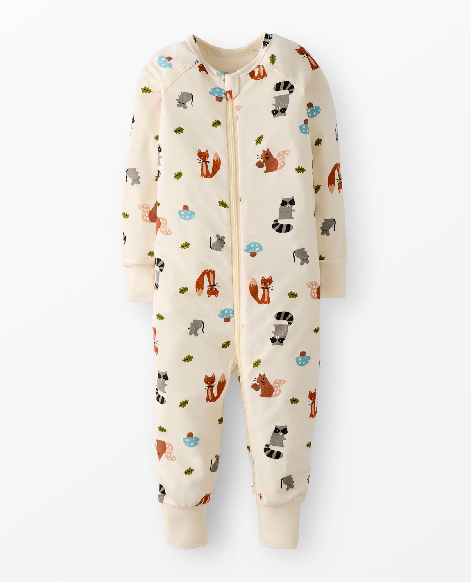 HannaSoft™ Stretch Sleeper in Autumn Animals on Ecru - main