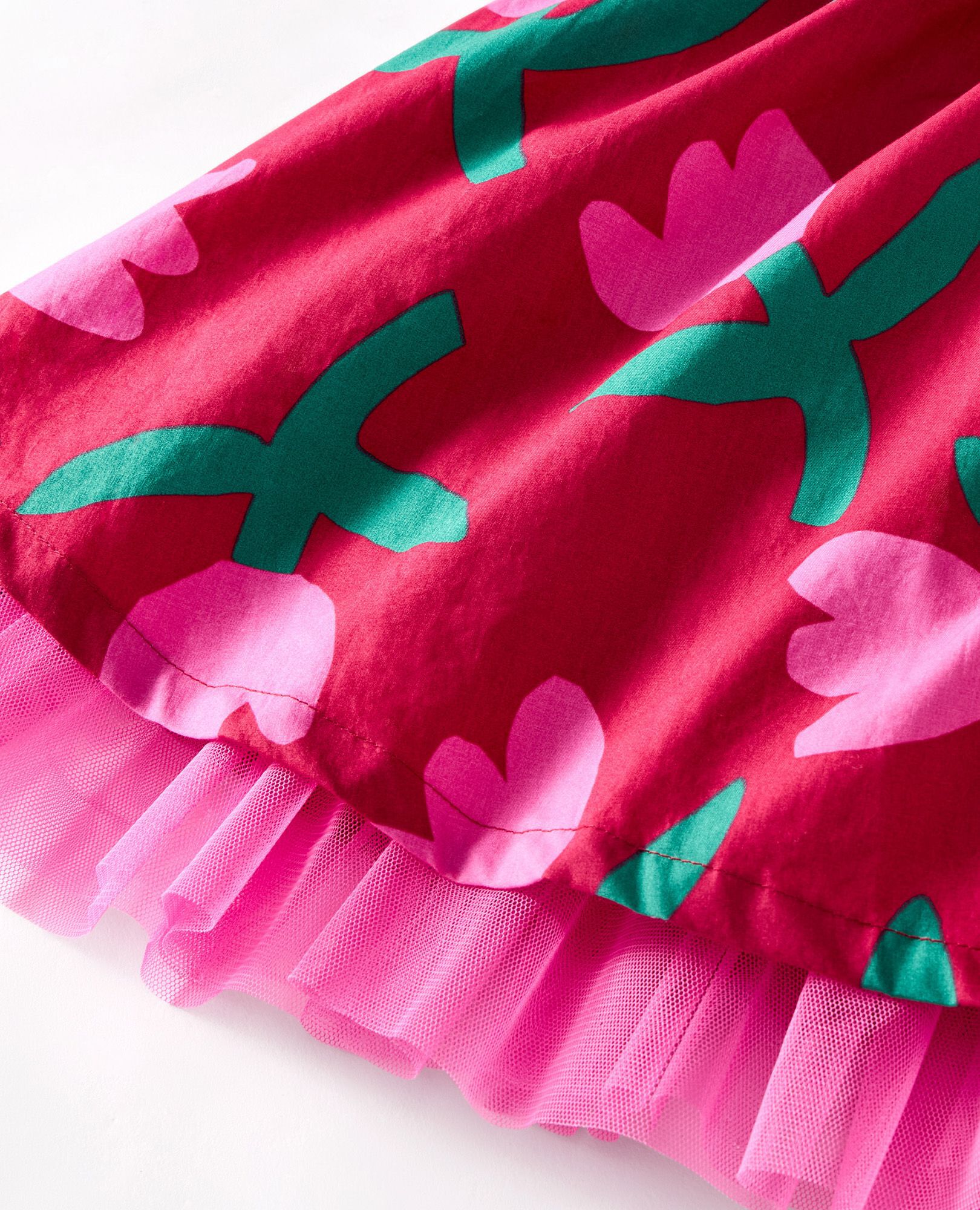 Poplin Twirl Dress with Pockets in Tulips on Raspberry - main