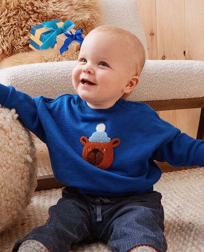 Baby Holiday French Terry Sweatshirt in Winter Bear - main