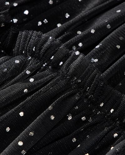 Long Sleeve Tulle Dress in Black - main