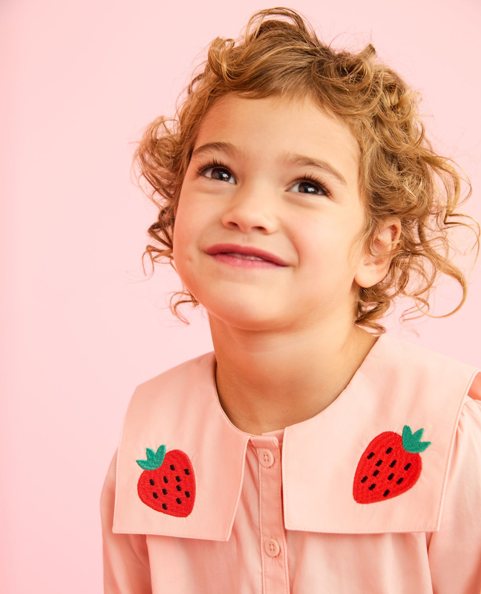 Long Sleeve Poplin Button Up Shirt in Pink Cream - main