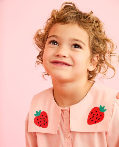 Long Sleeve Poplin Button Up Shirt in Pink Cream - main