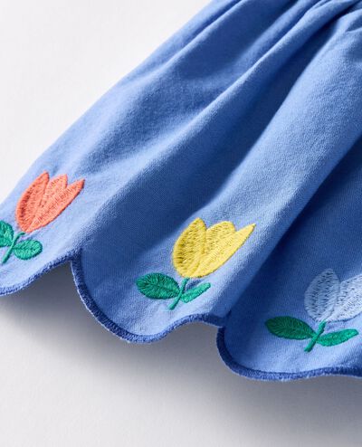 Baby Dolman Sleeve Linen Dress & Bloomers Set in Horizon Blue - main