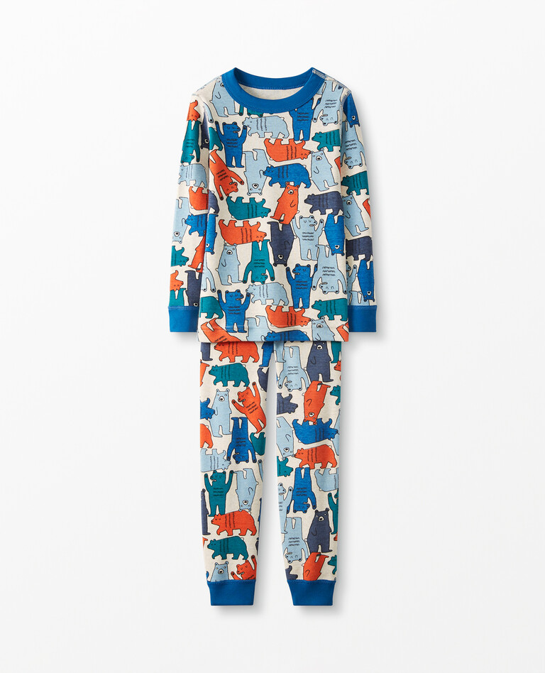 Long John Pajamas In Organic Cotton in Just Bears in Oat Heather - main