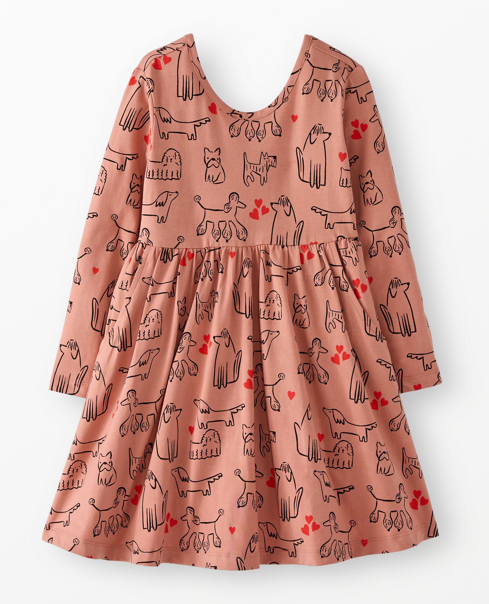 Long Sleeve Skater Dress with Pockets in Bashful Bruno - main