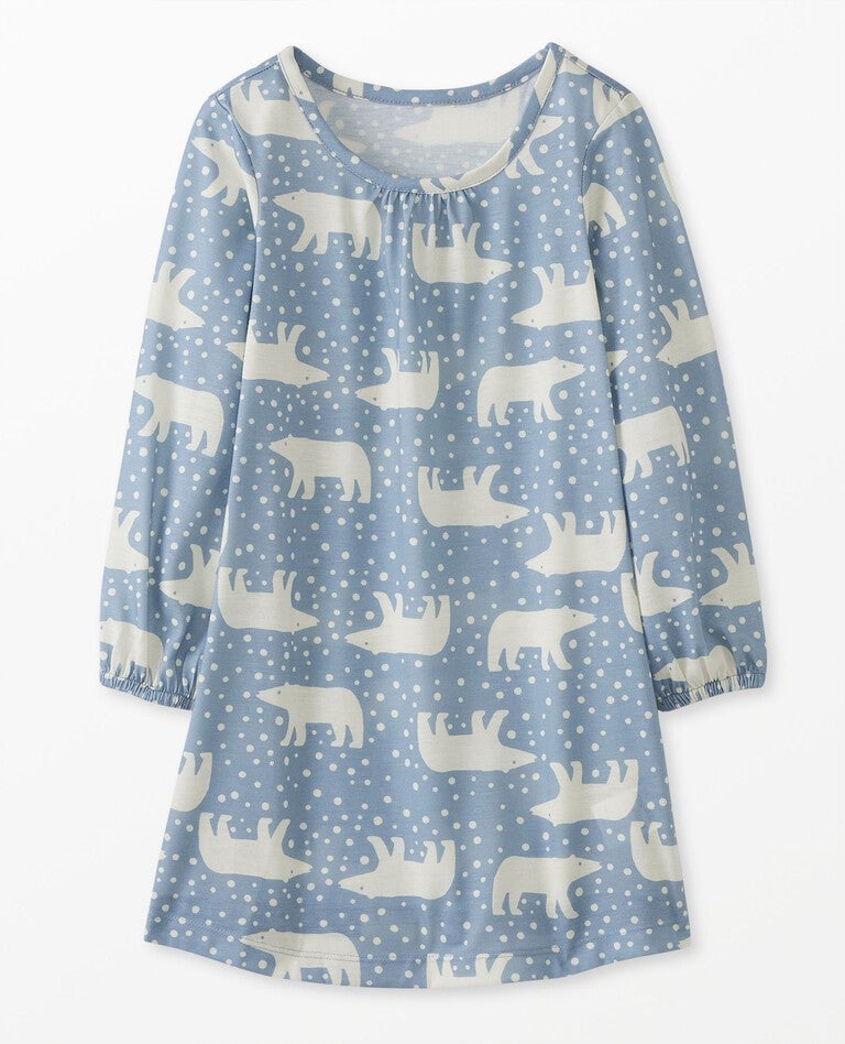 Kids Holiday Nightgown in Snowy Polar Bear on North Air - main