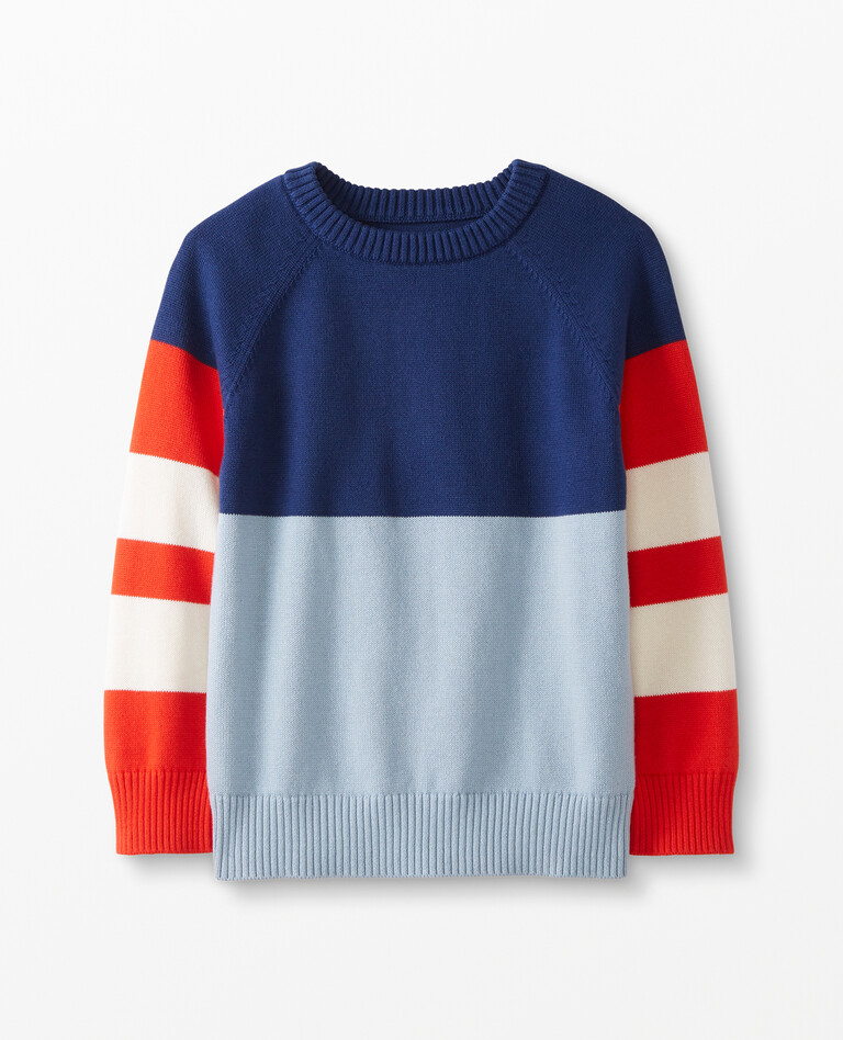 Colorblock Pullover In Combed Cotton in Navy Blue - main