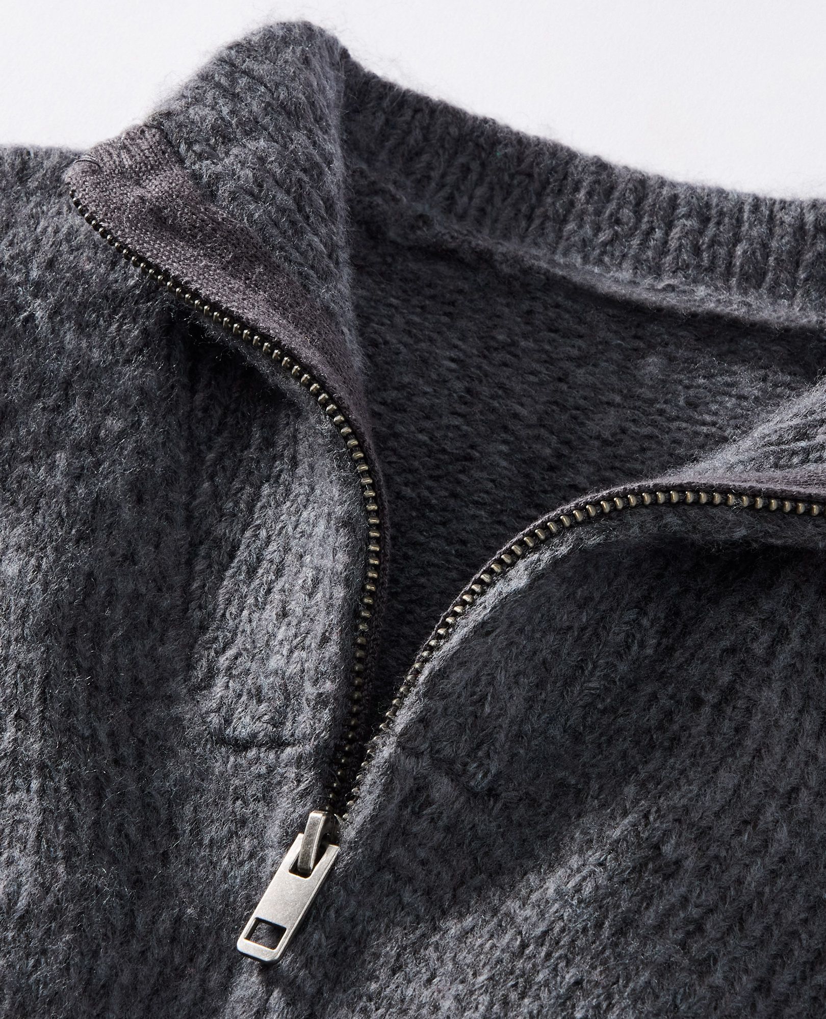 Heathered Zip Up Sweater in Granite Grey - main