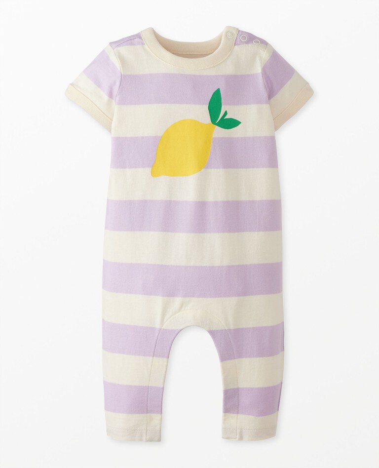 Baby Graphic Striped Romper in Orchid Hush - main