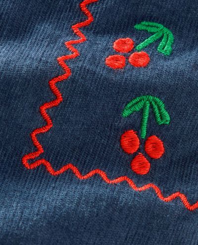 Corduroy Embroidered Wide Leg Pants in Midnight Blue - main