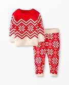 Baby Holiday Sweater Knit Top & Legging Set in Scandi Snowflake - main
