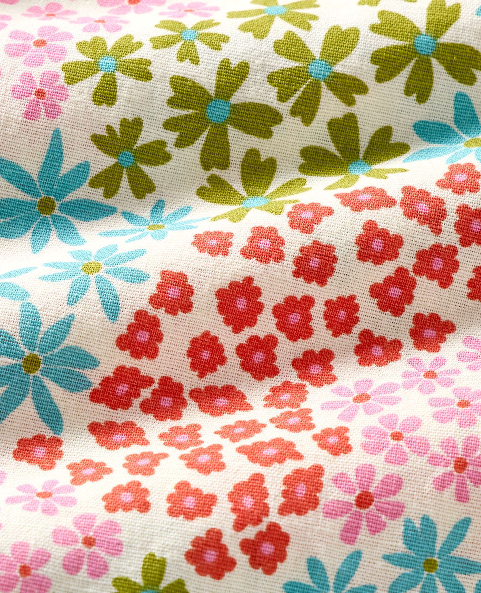 Sleeveless Linen Bow Strap Dress in Floral Clusters - main