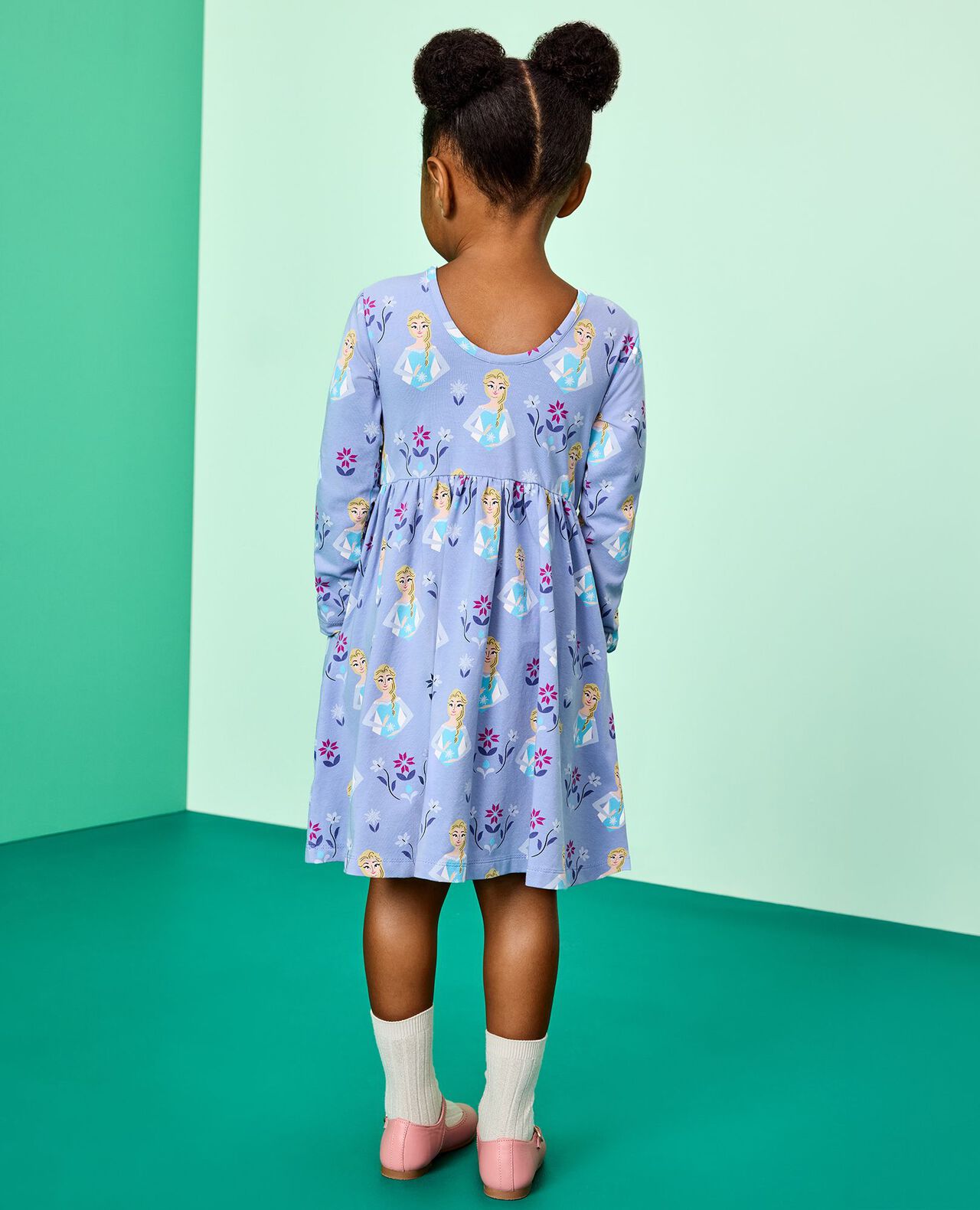 Disney Frozen Long Sleeve Skater Dress with Pockets in Elsa Winter Print - main