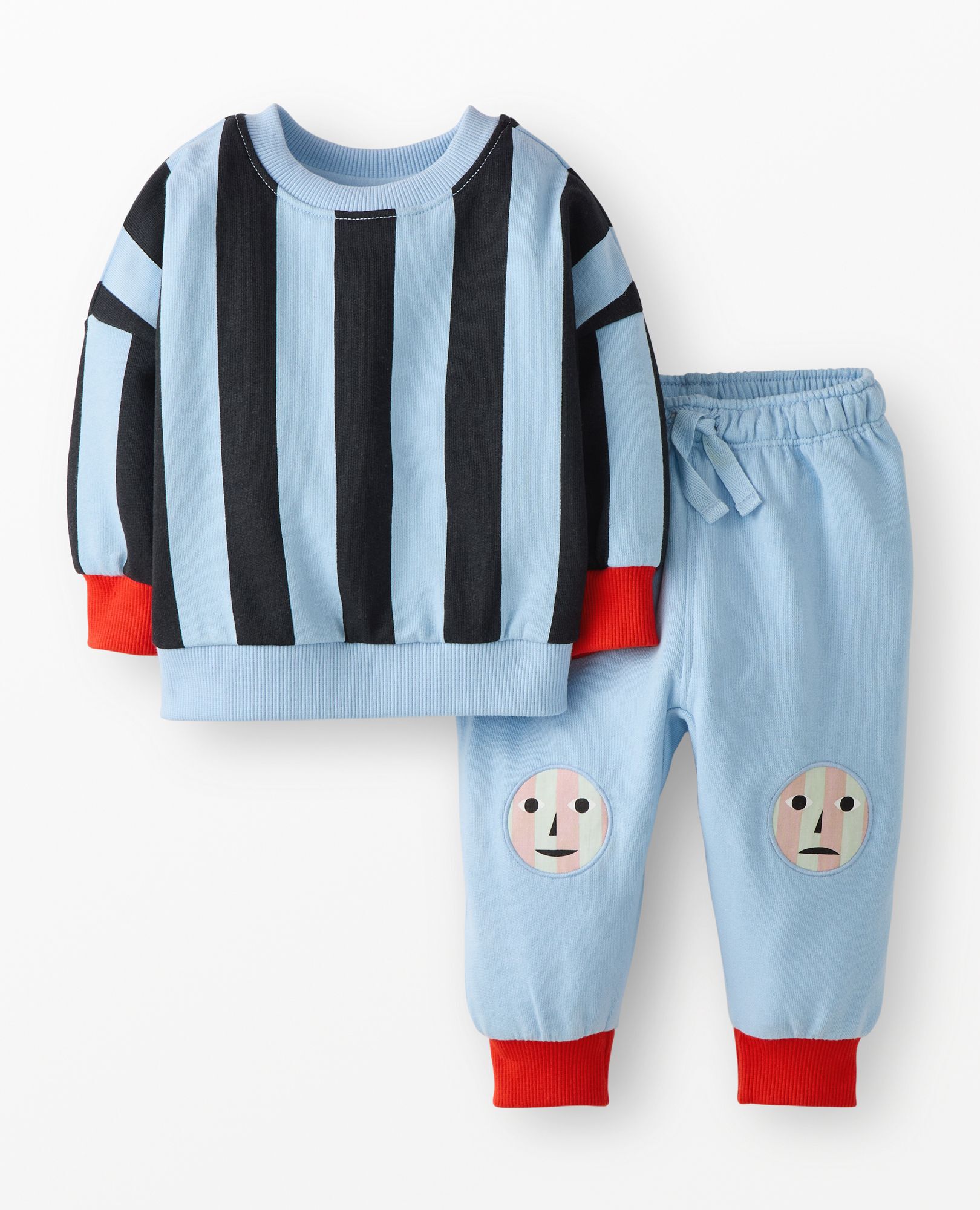 Baby Dusen Dusen French Terry Sweatshirt & Sweatpants Set in Floaty Blue/Caviar - main