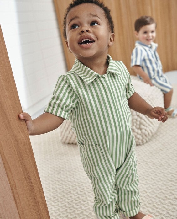 Girls' Candied Apple & Ecru Canvas Utility Coveralls in 100% Cotton - Size Baby 6-12 mos by Hanna Andersson