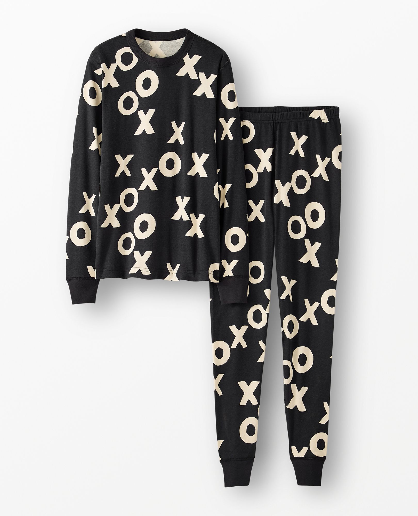 Adult Long John Pajama Set in Hugs and Kisses - main