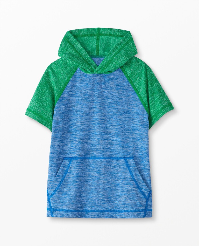 Recycled Sunblock UV Hoodie in Baltic Blue/Jelly Bean - main