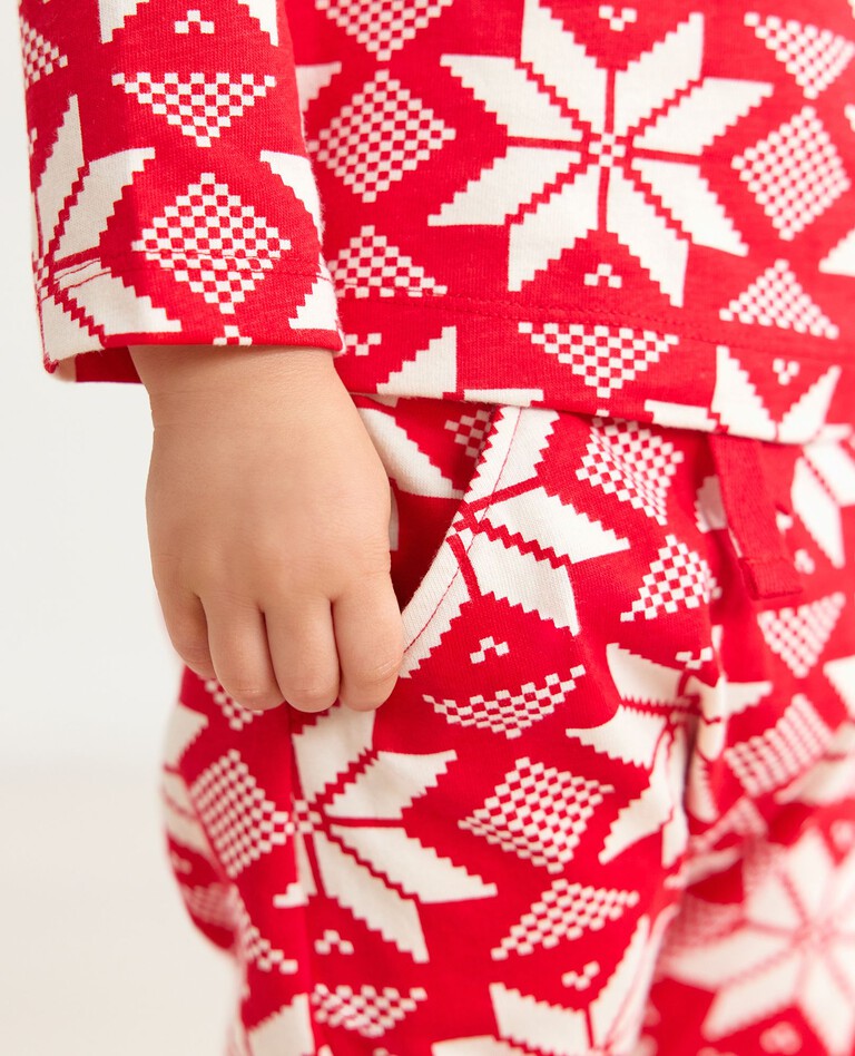 Baby Print Knit Jogger In Combed Cotton in Scandi Snowflake - main