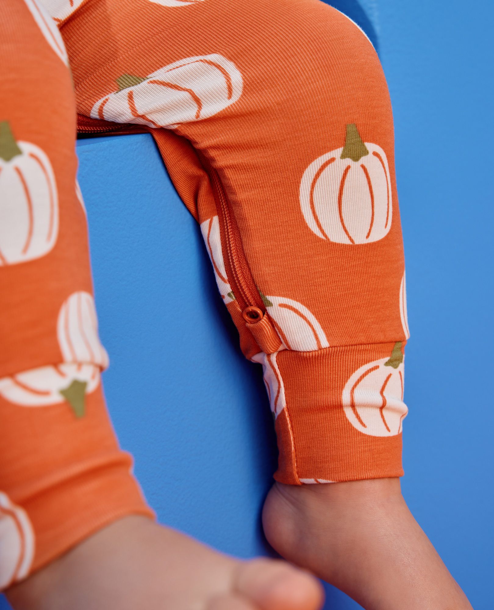 Halloween HannaSoft™ Stretch Sleeper in Perfect Pumpkins on Orange - main