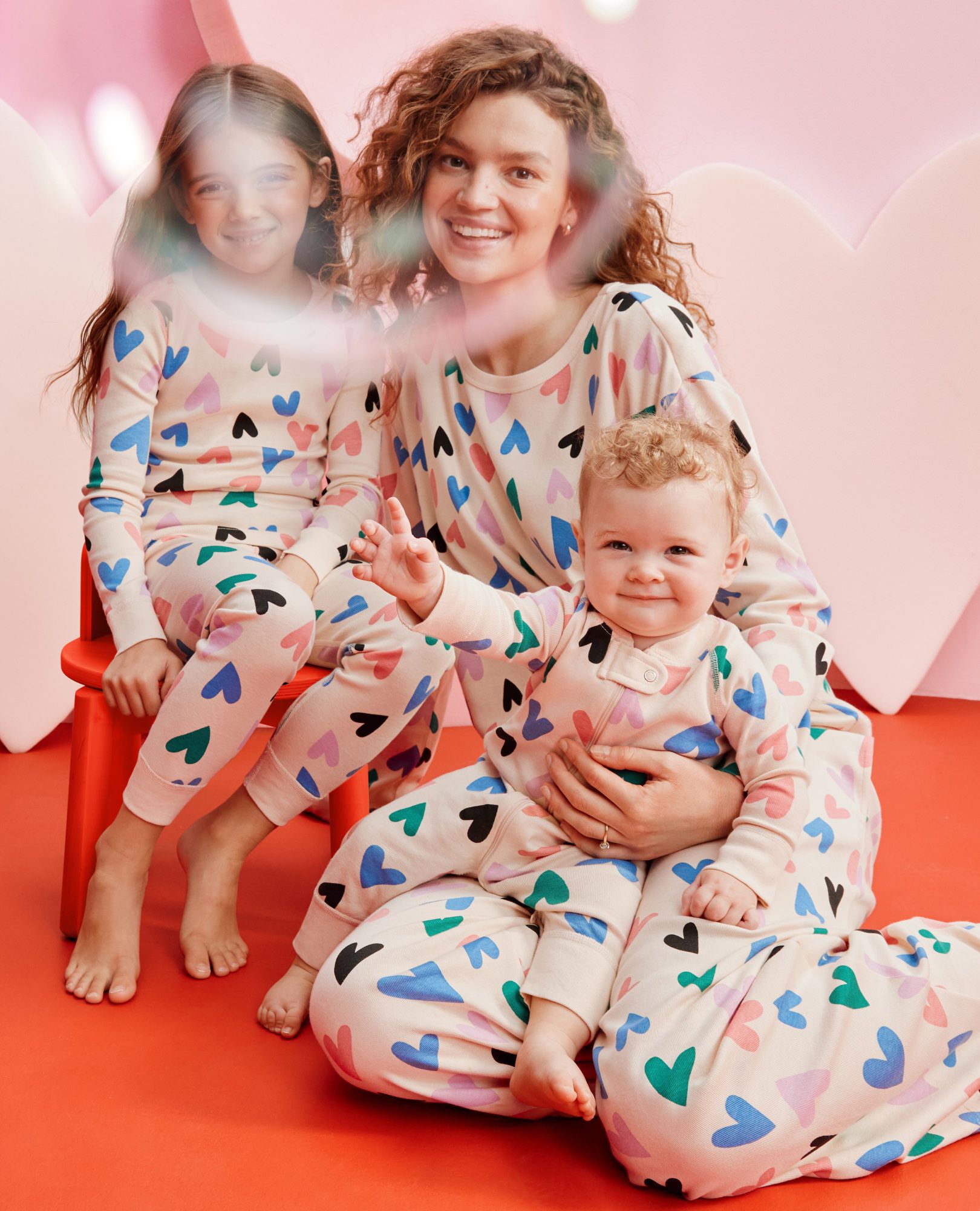 Women's Wide Leg Pajama Set in Fluttering Hearts - main