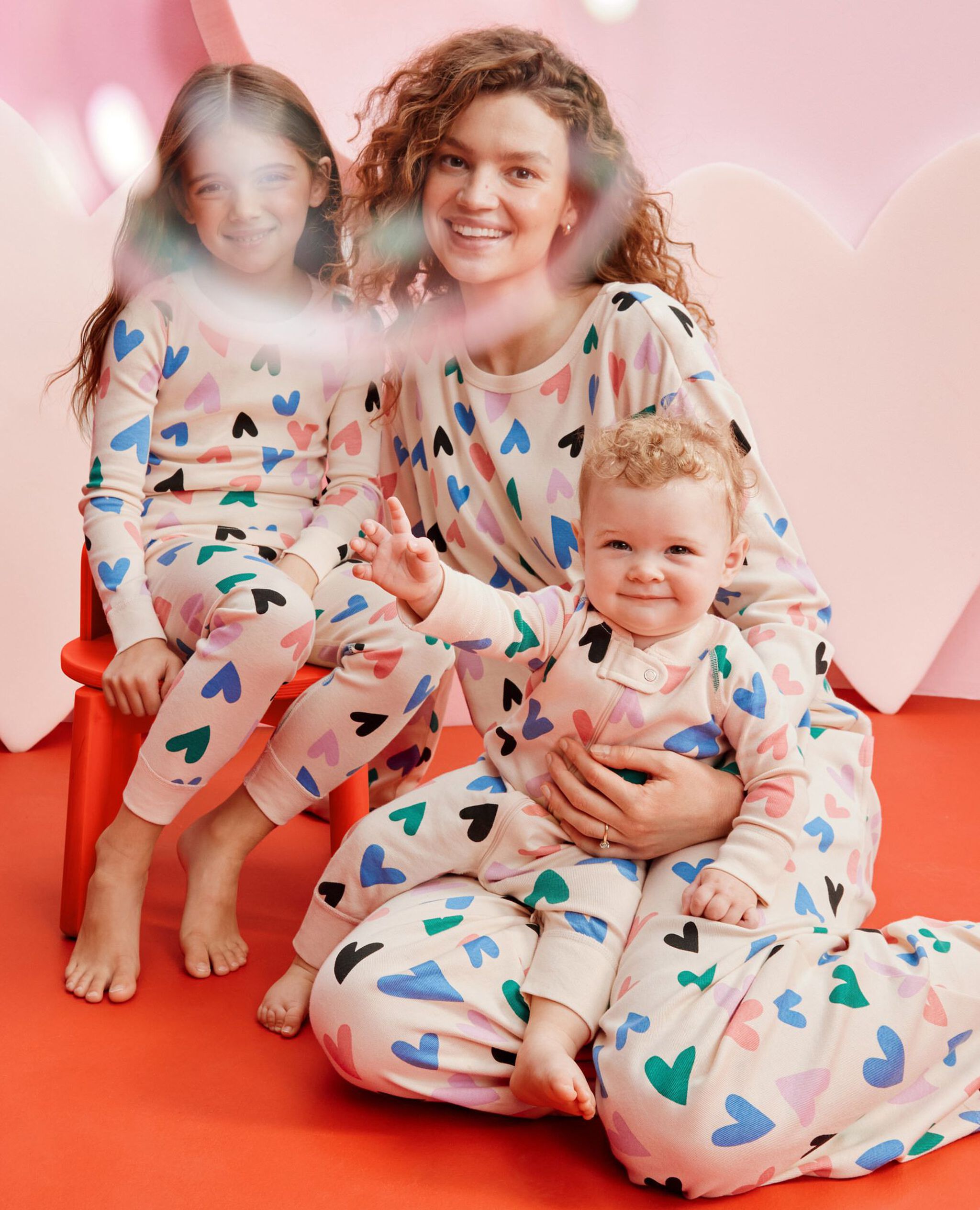 Women's Wide Leg Pajama Set in Fluttering Hearts - main