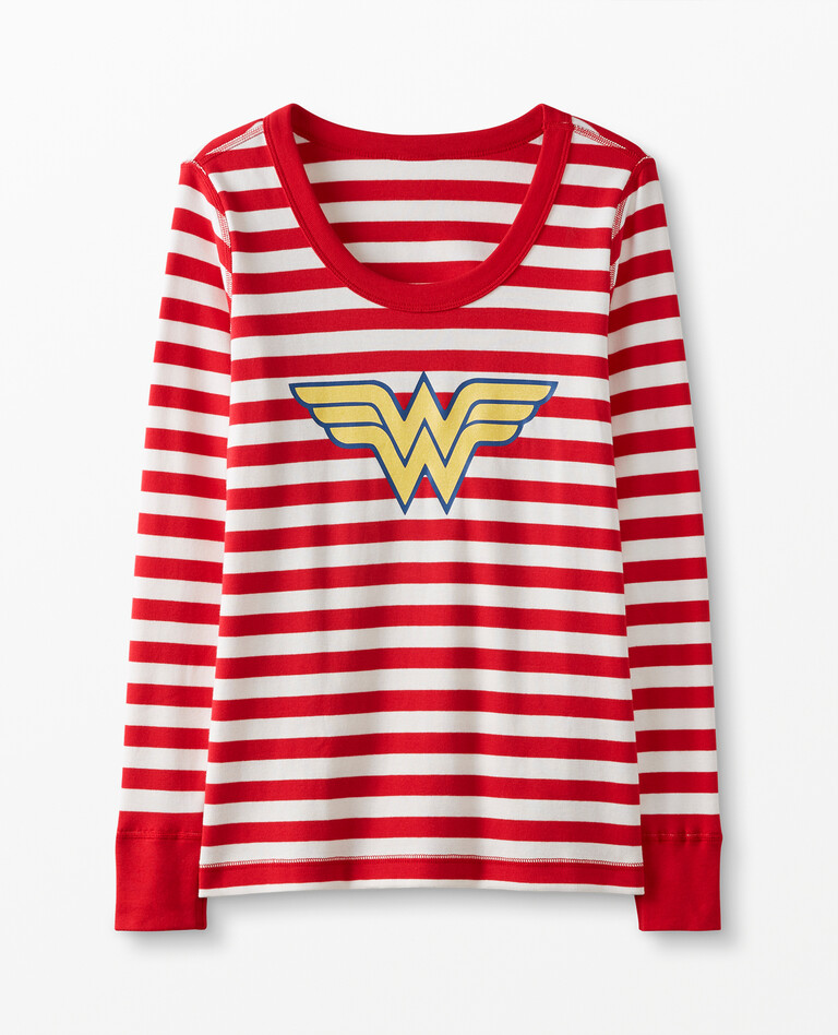 DC Wonder Woman Long John Top In Organic Cotton in Hanna Red - main