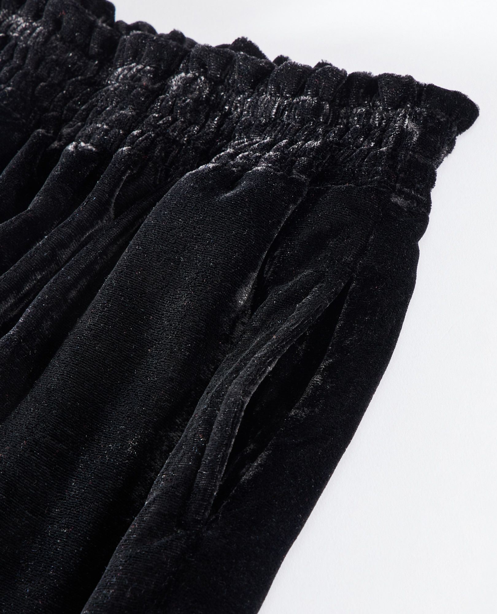 Velvet Wide Leg Pants in Black - main