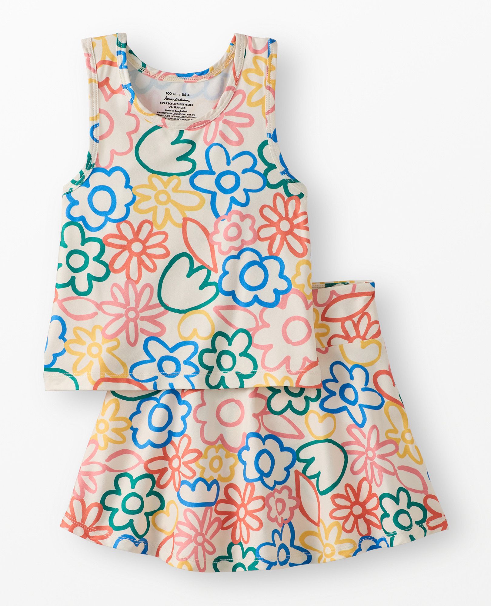 Active UV Tank & Skort Set in Multicolored Sketched Floral - main