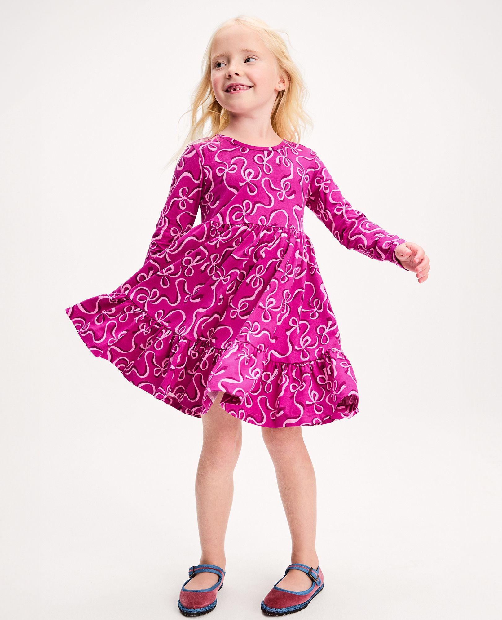 Long Sleeve Ruffle Skater Dress with Pockets