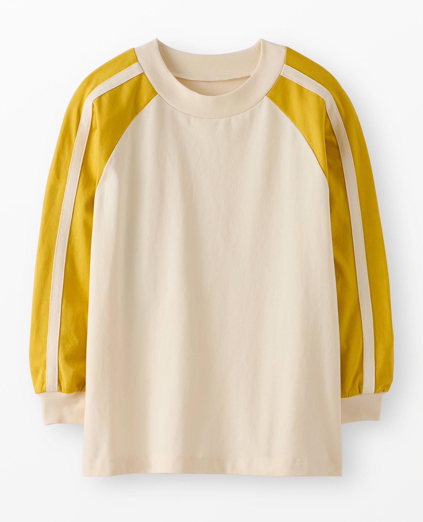 Long Sleeve Raglan Top in Bamboo/Ecru Colorblock - main