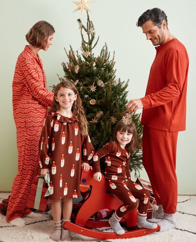 Adult Holiday Flannel Pajama Top in Flying Dear Deer - main