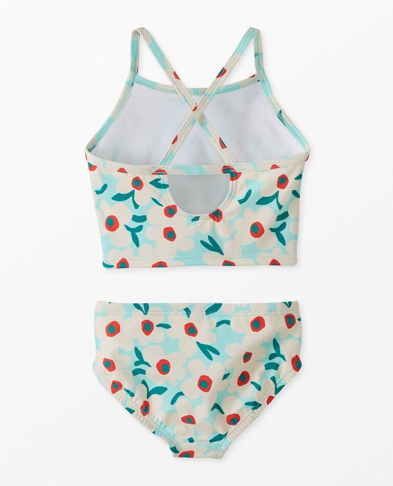 Two-Piece Swimsuit in Bold Poppy on Blue - main
