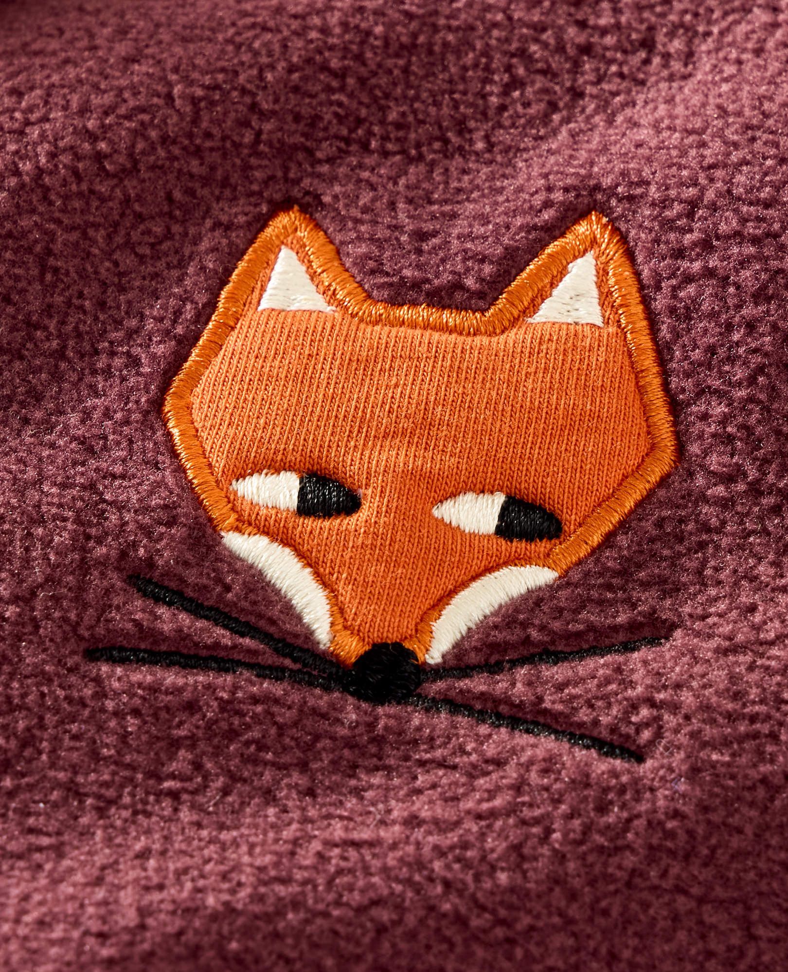 Baby Hooded Fleece Jacket in Bert the Fox on Eggplant - main