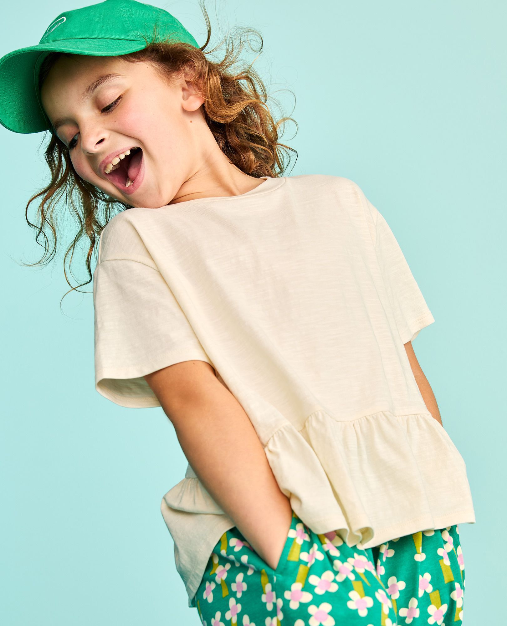 Boxy Fit Peplum T-Shirt in Ecru - main