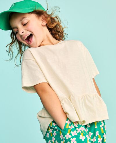 Boxy Fit Peplum T-Shirt in Ecru - main