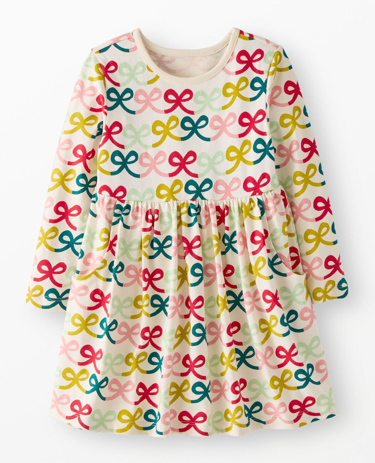 Long Sleeve Everywhere Dress with Pockets in Multi Bows - main