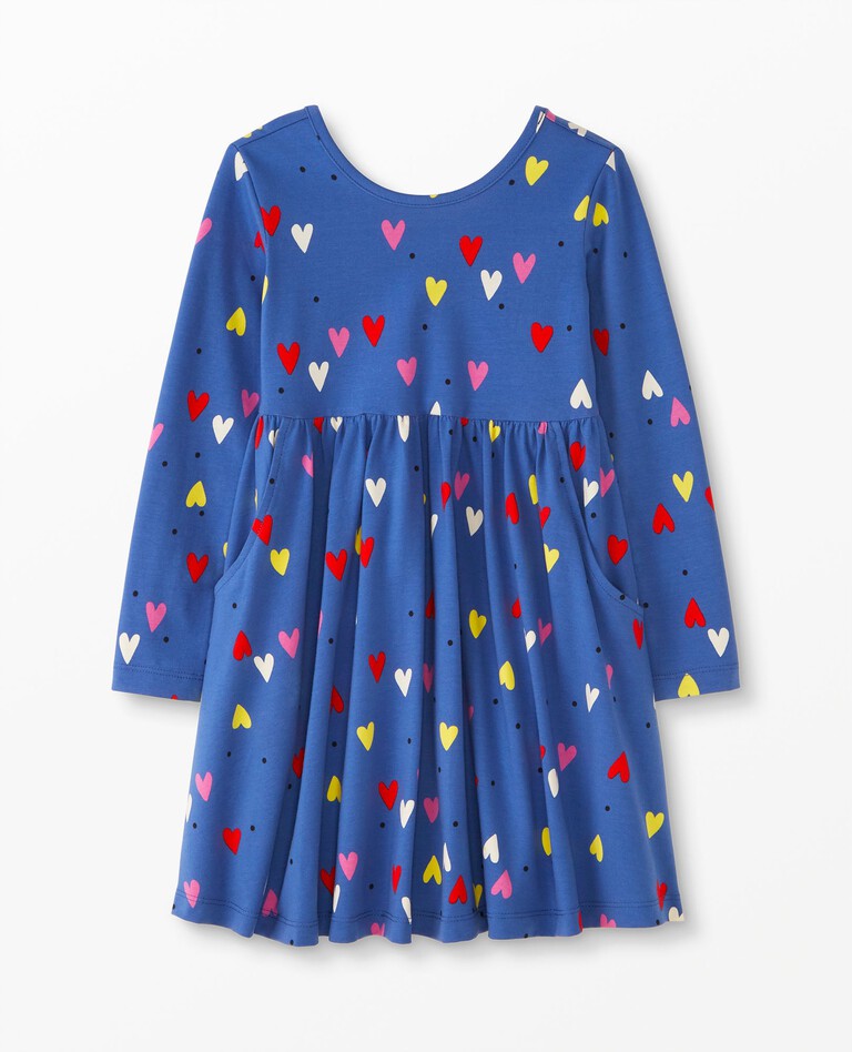 Valentines Super Soft Skater Dress in Mini Hearts on Blue - main